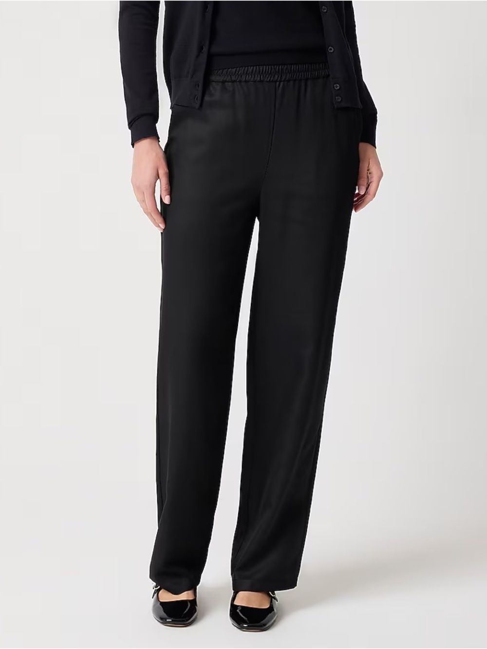 J.Crew Factory TENCEL™ Pull-On Wide-Leg Pant in Black Size 4